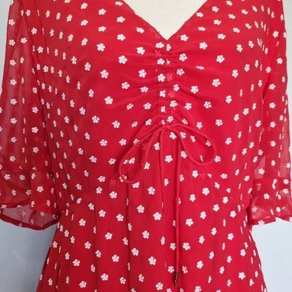 Finders Keepers Blossom Red & White Floral Embroidered Mini Dress Size XL - Picture 6 of 8